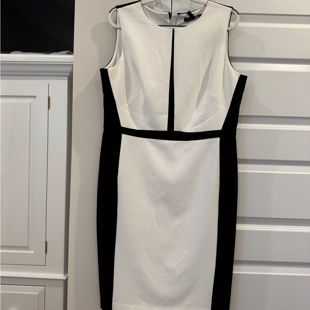 White House Black Market Black and White Midi Dress NWT size 16